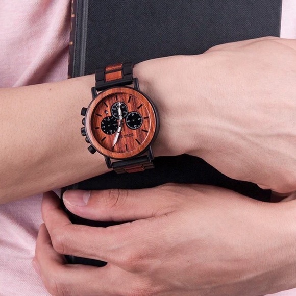 Luxury Zebra and Ebony Wood Chronograph Military Quartz Watch - Picture 4 of 16